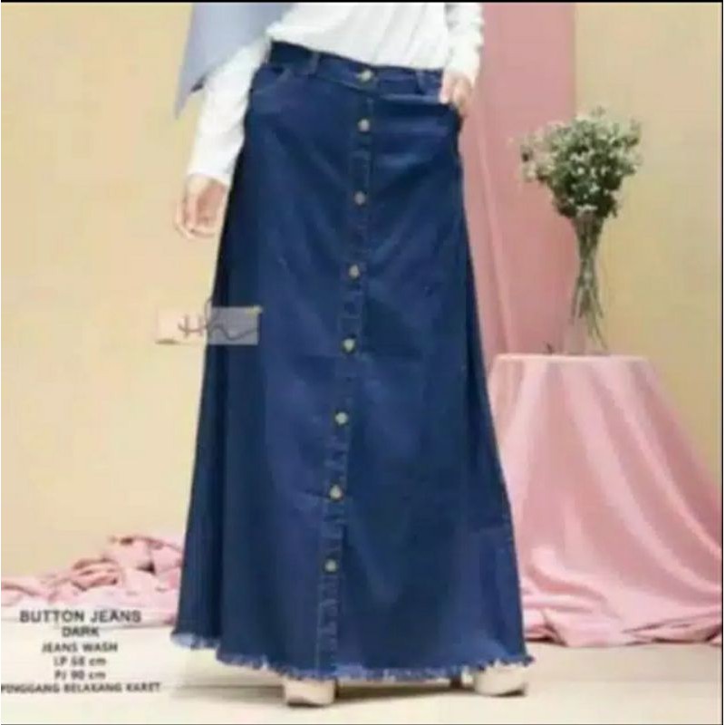 Rok levis panjang model cassual Kancing Modern