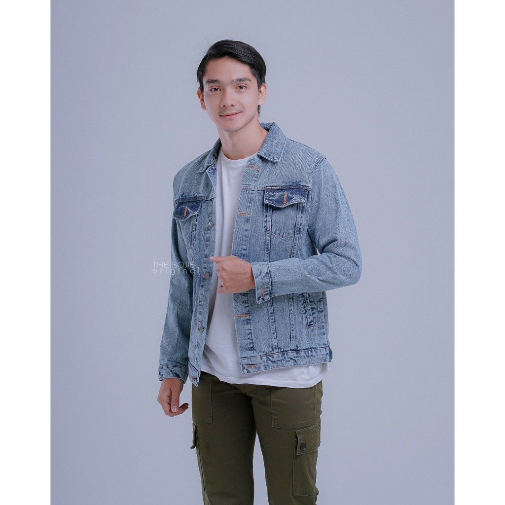 NOVERIO - Jaket Jeans Levis Pria Cowok Premium abu wost