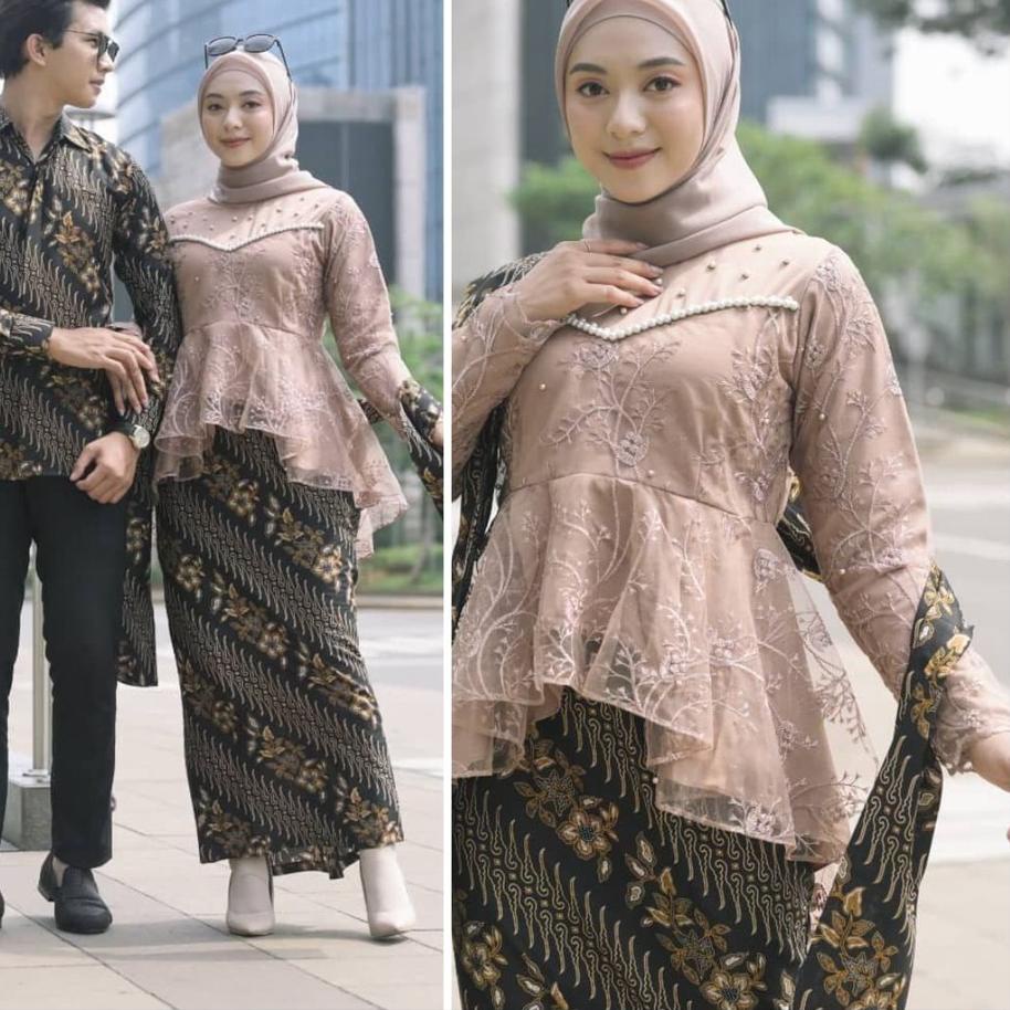 Batik Couple Kebaya Modern Kebaya Wisuda Lamaran Baju Tunangan Batik Brukat Baju Couple Kondangan  2