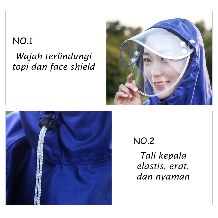 RA 02 Jas Hujan TEBAL ORIGINAL Poncho Terusan Jas Hujan Motor Anti Basah Unisex Kualitas Premium