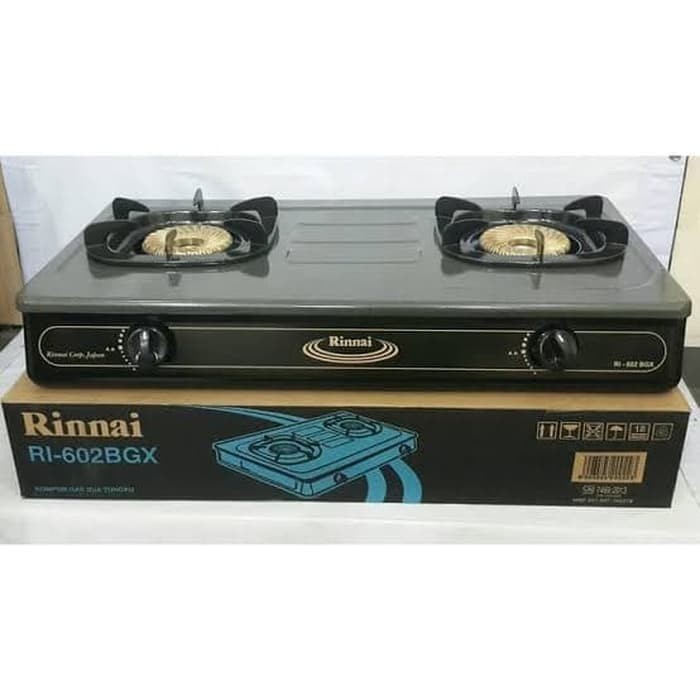 Kompor Gas Rinnai RI-602 BGX 2 Tungku Hitam untuk Rumah Tangga