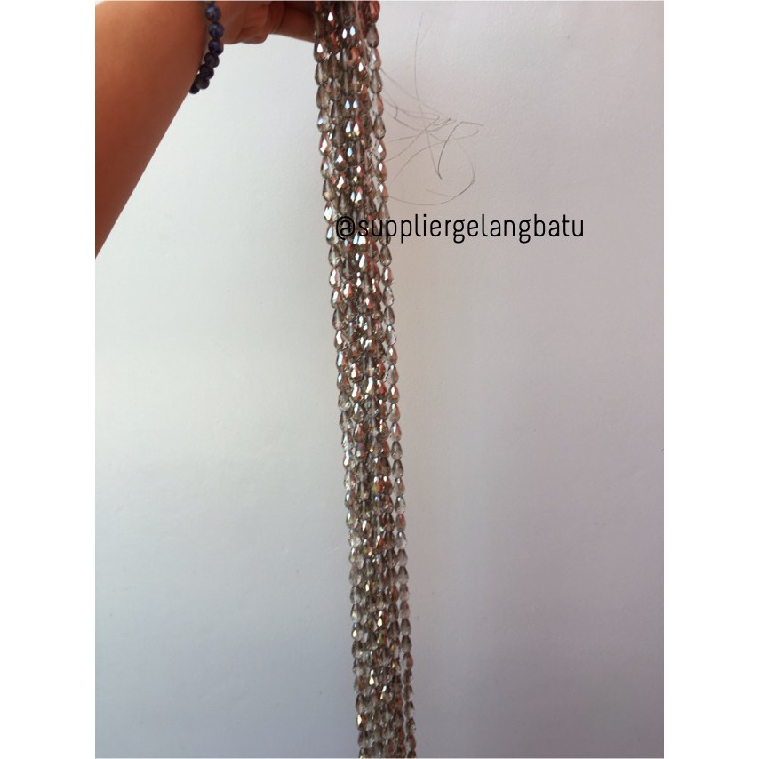 kristal Tetes ceko 15mm x 10mm GREY QUARTZ bahan gelang kalung PREMIUM aksesoris fashion supplier