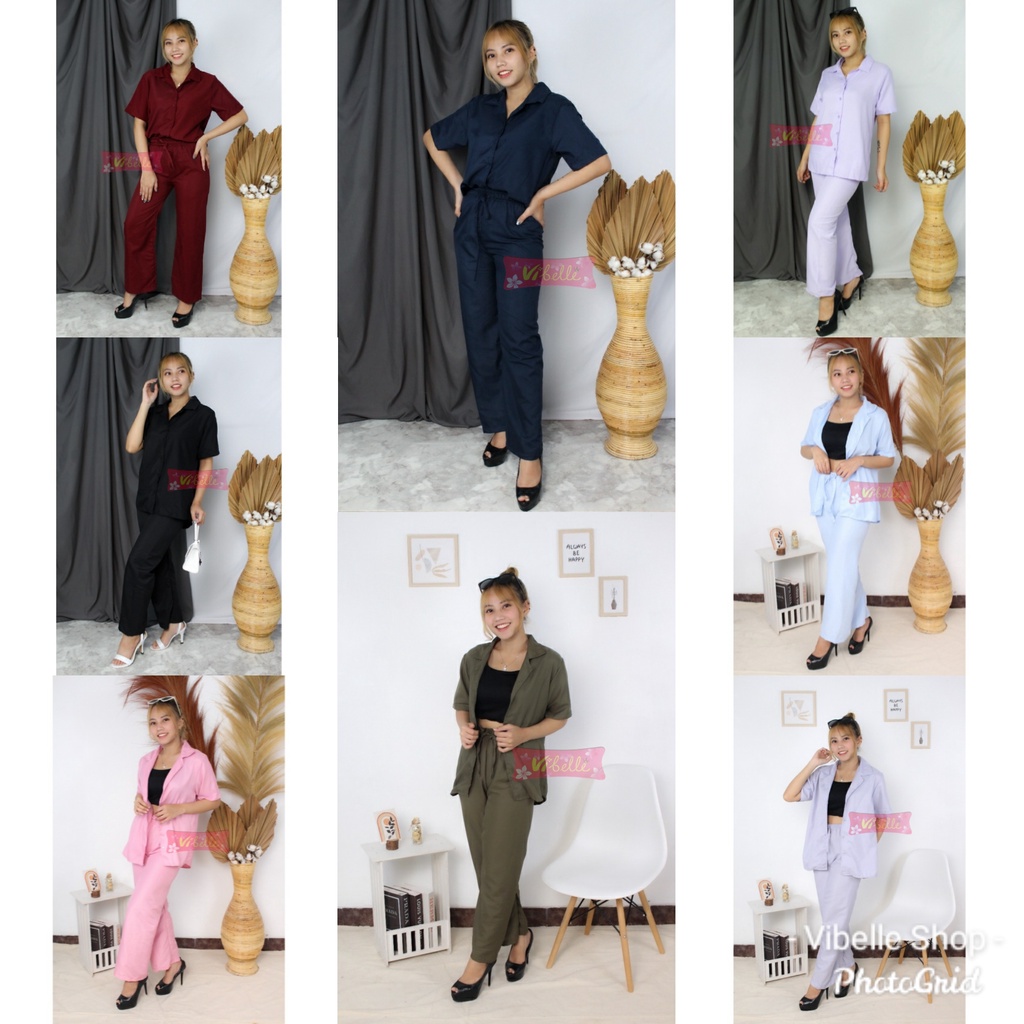 VIBELLE SHOP STELAN PIYAMA CP SET KEMEJA POLOS WANITA HARGA PROMO BAJU TIDUR SUPER MURAH-CP RANDOM