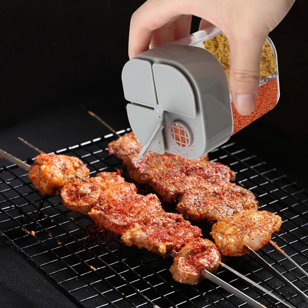 4 In 1 Botol Dispenser Garam Dan Merica Bahan Plastik Transparan Dengan Tutup Untuk Memasak BBQ