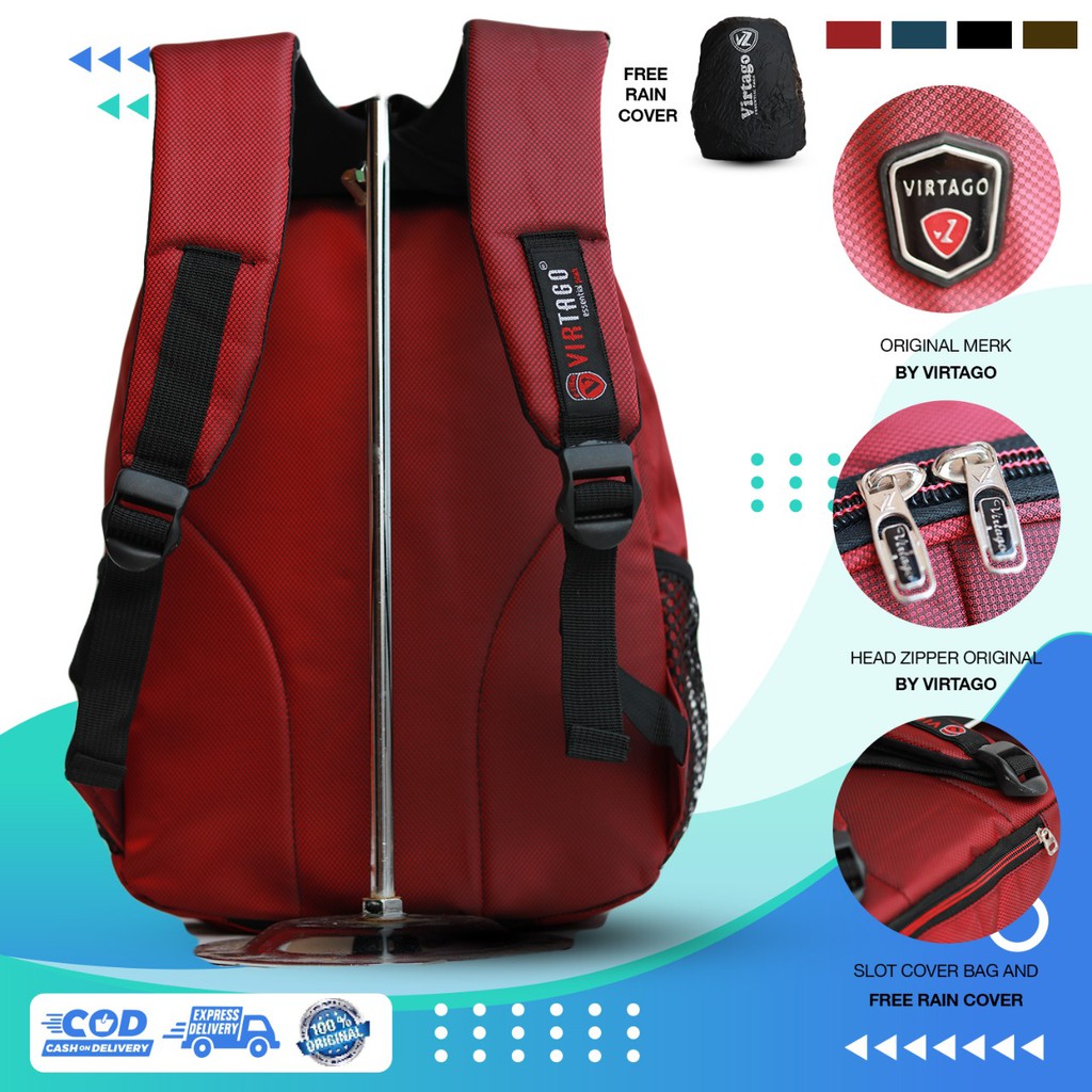 (Bisa COD) Tas Ransel Sekolah TK-SD-SMP Virtago Sport Original 100% | Unisex High Quality