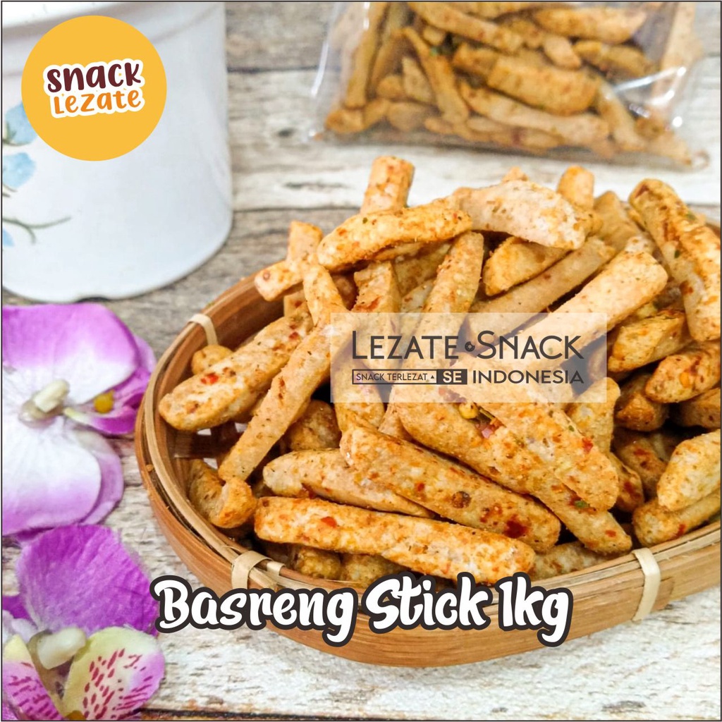 Basreng Stik 1kg Basreng Daun Jeruk / Basreng Kiloan Pedas Daun Jeruk Basreng Bandung Snack Lezate-4