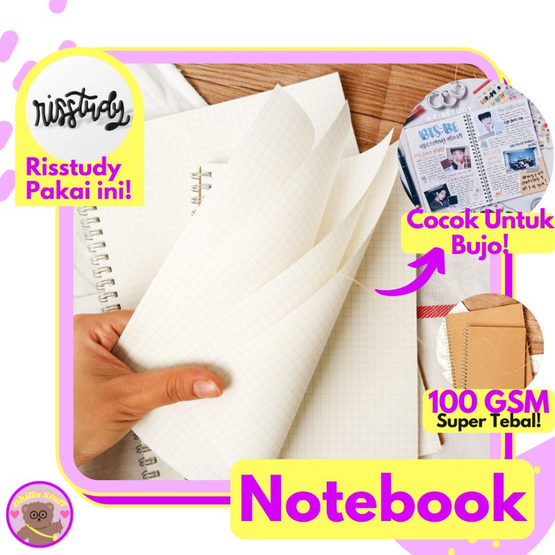 

Kraft Cover Spiral Grid Notebook / notebook bujo / bullet journal tebal 100 gsm