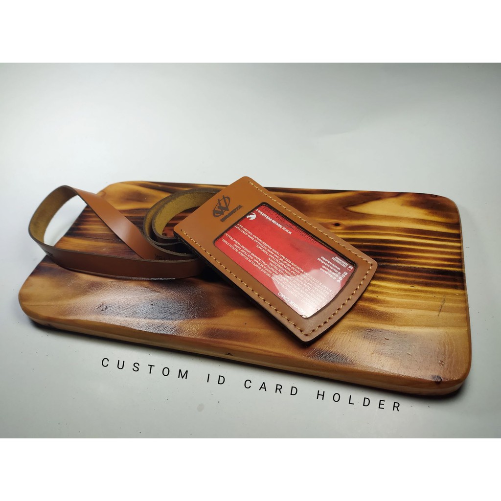 

id card holder kulit lucu name tag custom nama & logo perusahaan