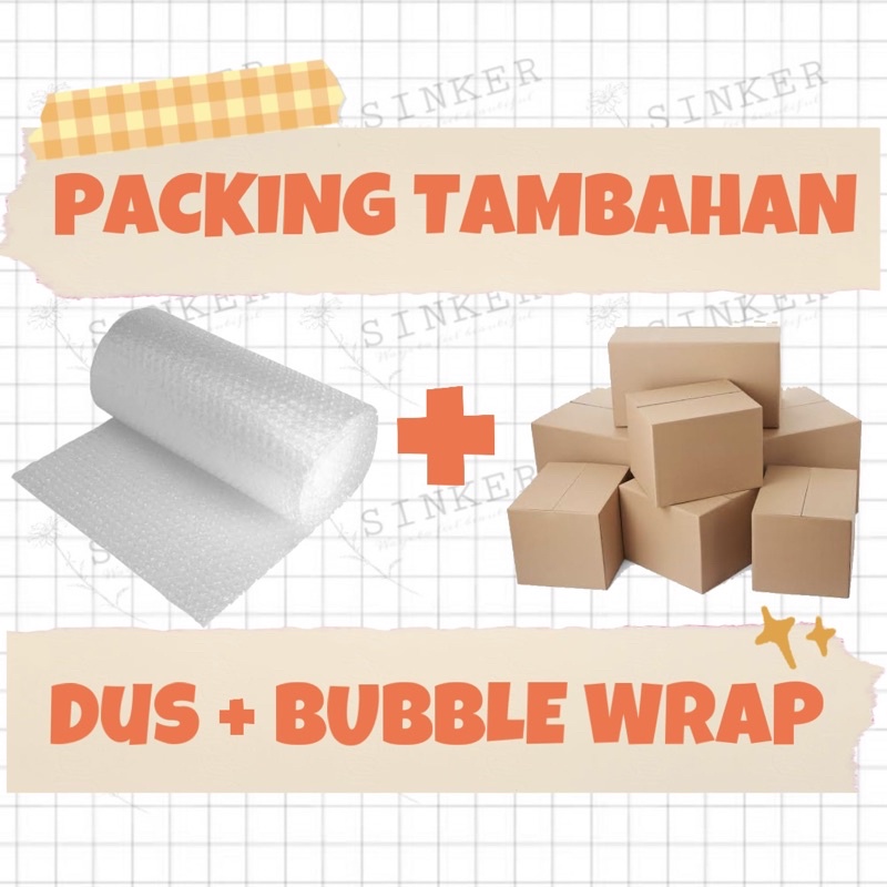 

EXTRA PACKING TAMBAHAN KARDUS BUBBLE WRAP AGAR PAKET LEBIH AMAN