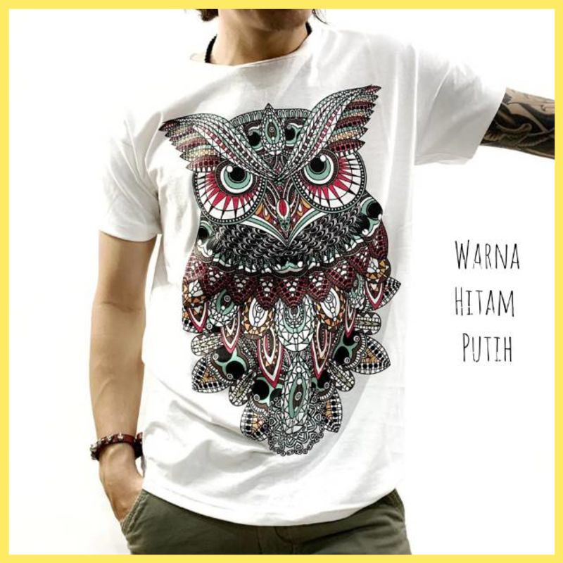 Kaos Branded HAO black owl batik kaos owl KT SB Kaos Cowok Bagus