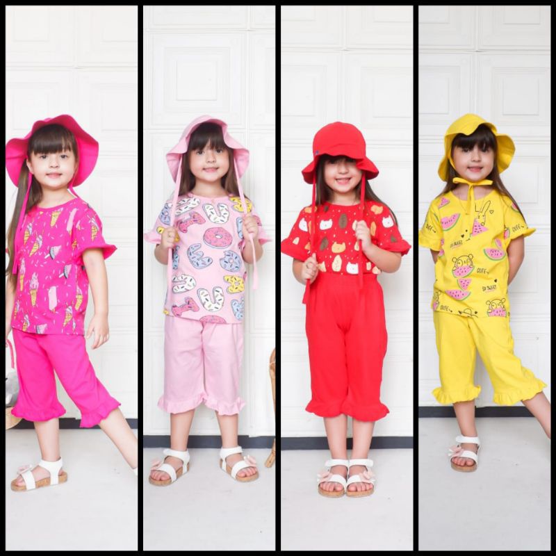 Afsheenastore Setelan Anak Fulprint Piccolino Free Topi Buckethat