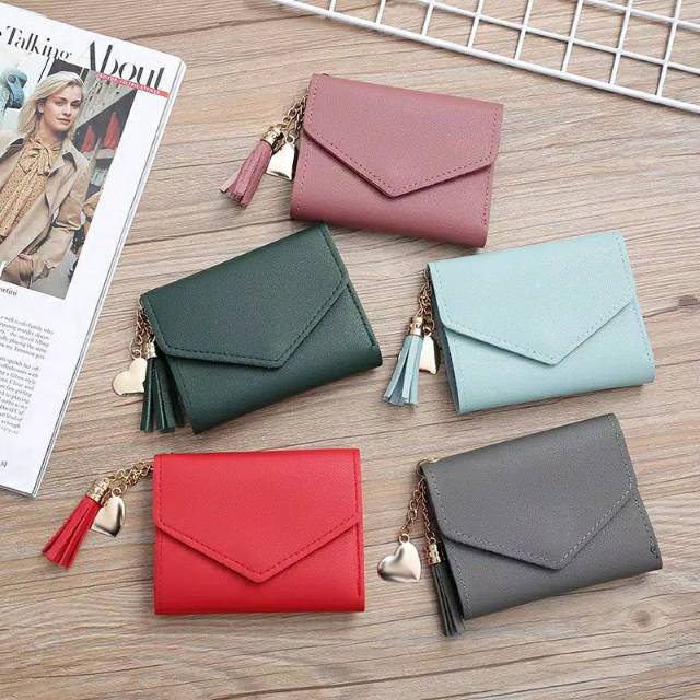 Dompet Wanita Lipat Tassel Model Pendek Import Korea