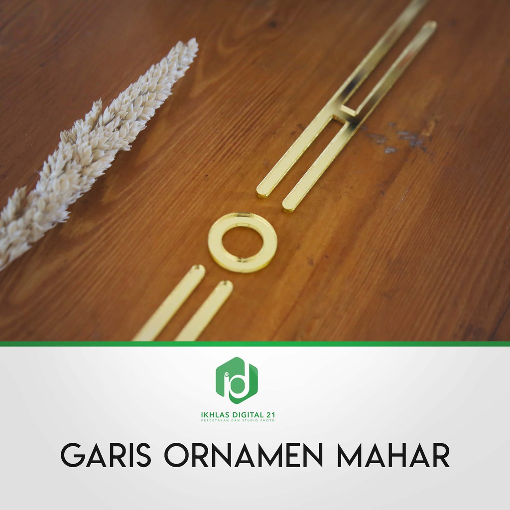 Garis Ornamen Akrilik Cermin Emas / Perak/Mahar  aksesoris perlengkapan mahar nikah termurah