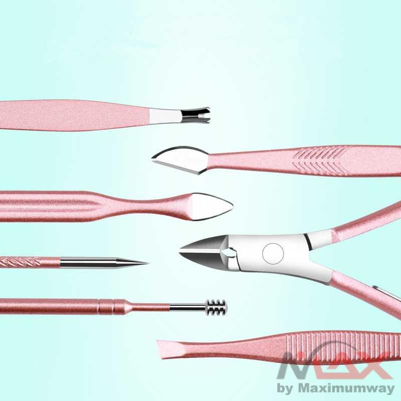 Biutte.co Manicure Set 18 in 1 PROFESIONAL Gunting Kuku Nail Art Set Dompet Menicure Pedicure Meni Pedi Manikur Set Nail Art Set Gunting Kuku Manicure Pedicure 18 PCS - ZJQ-18 Warna Rose Gold Alat Perlengkapan Nail Art Manikur Pedikur 1 Set isi 1 pc 18