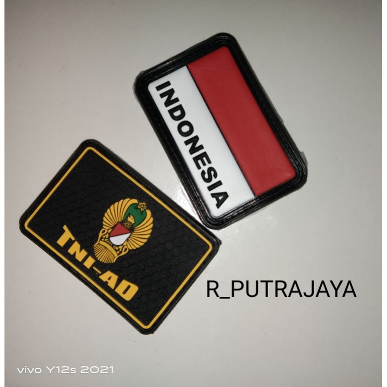 Patch rubber LOGO tempelan emblem karet velcro topi / jaket / kameja / baju tactical airsoft outdoor