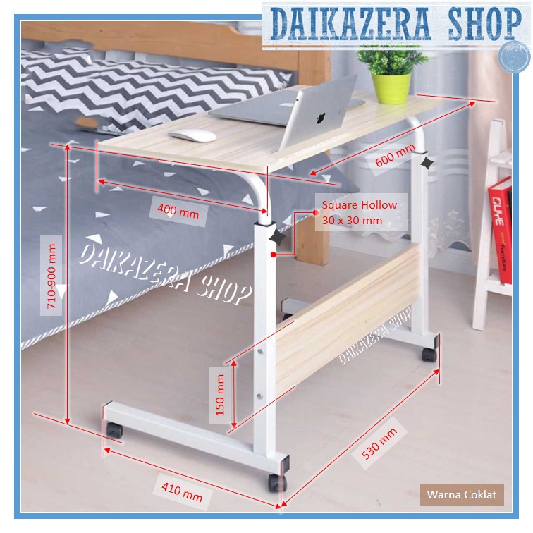 Meja Kerja Belajar Serbaguna Laptop Dorong Lipat Adjustable Portable