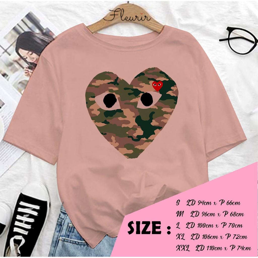 FLEURIR - KAOS CDG ARMY WANITA DEWASA LENGAN PENDEK TEE UNISEX PRIA