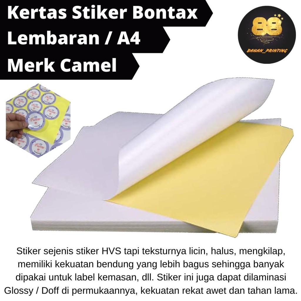 [Bisa Satuan] Kertas Stiker Bontak A4 / Stiker Chromo Bontax A4-2