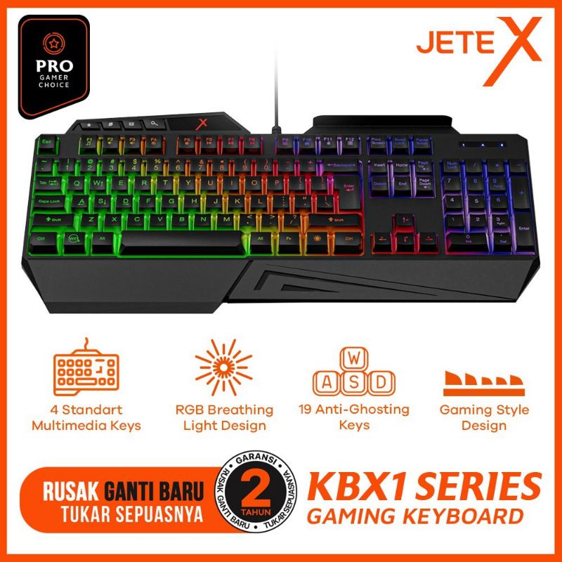 keyboard gaming RGB jete X garansi resmi 2tahun tukar baru