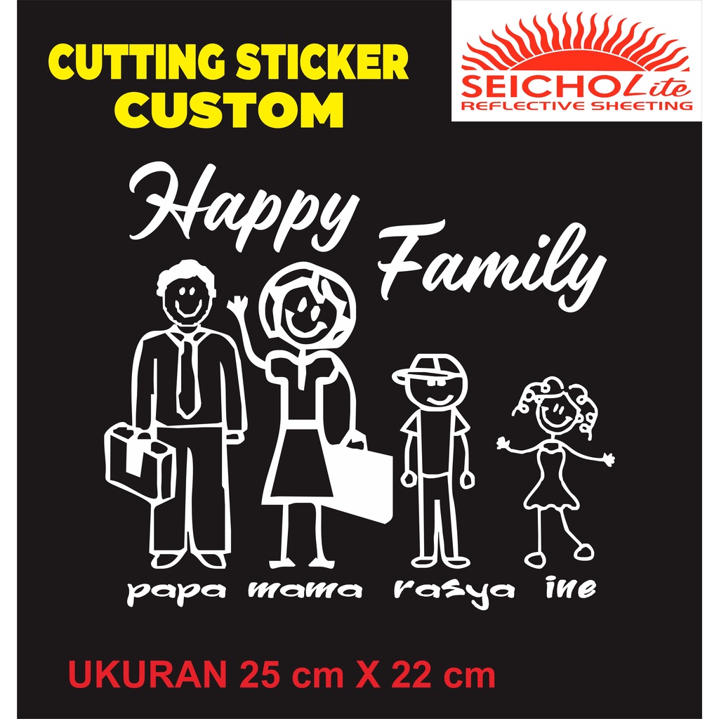 CUTTING STICKER MOBIL STIKER HAPPY FAMILY KEREN STIKER KACA HAPPY FAMILY TERMURAH