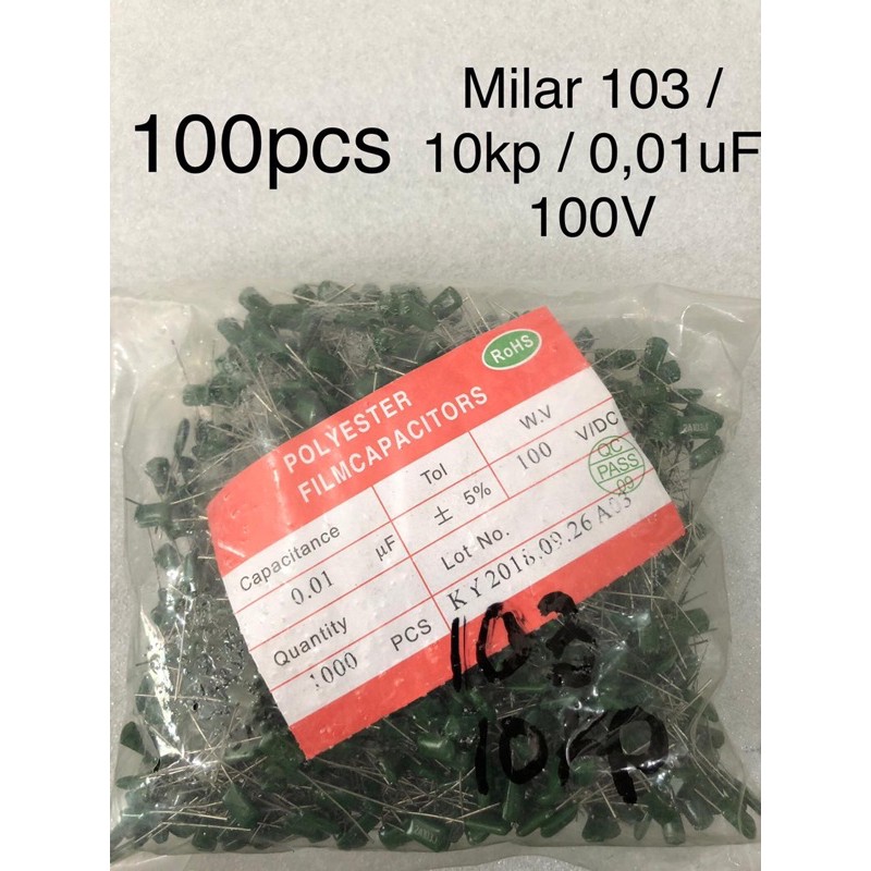 100Pcs Kapasitor Milar 103 milar 10kp milar 0,01uF