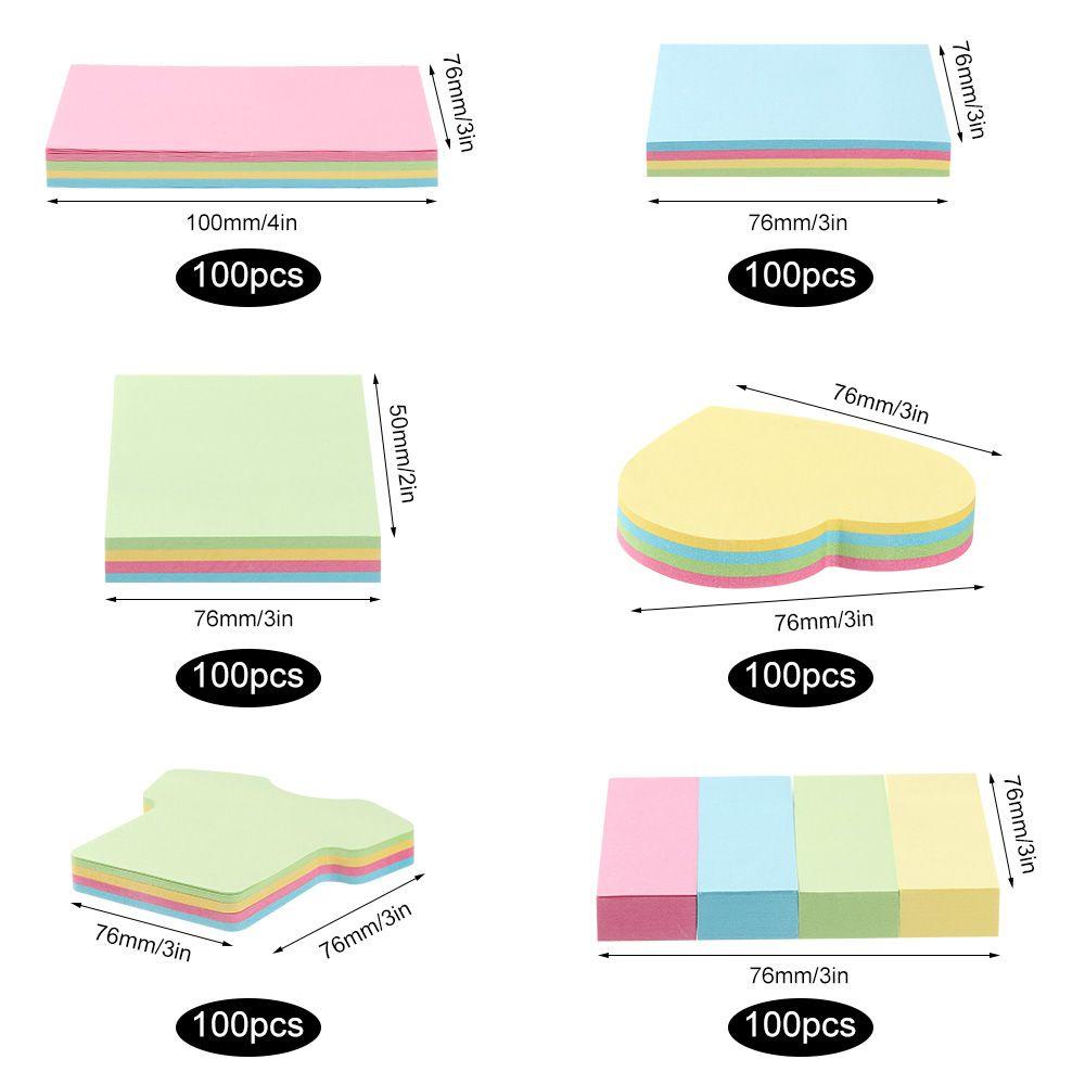 TOP Sticky Note Pads Self-Adhesive Candy Color Stationery Kertas Nota Sederhana