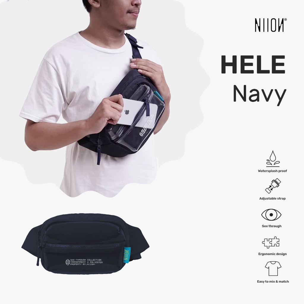Niion Hele Navy Blue Waist Bag / Tas Pinggang Wanita Pria
