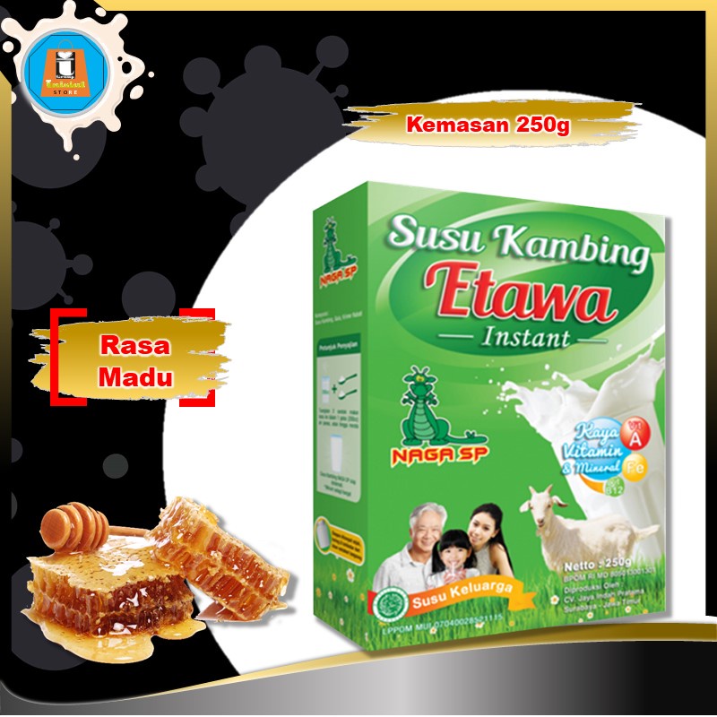 Susu Kambing Etawa Bubuk Naga SP 250gr Untuk Penyakit Asma Sesak Napas dan Gangguan Pernapasan TBC-Madu 250gr