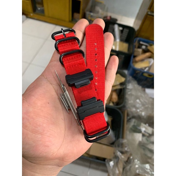 Strap Tali Jam Tangan G shock Adptor Zulu strap Merah 22MM