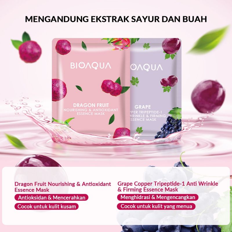 Bioaqua Sheet Mask Hydrating Essence Face Mask Brightening Moisturizing Skin Care Anti Aging Masker Wajah | Lip Mask | Eye Mask