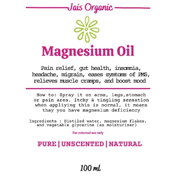 Magnesium Oil Spray 100 ml (obat pegal kram otot, insomnia)