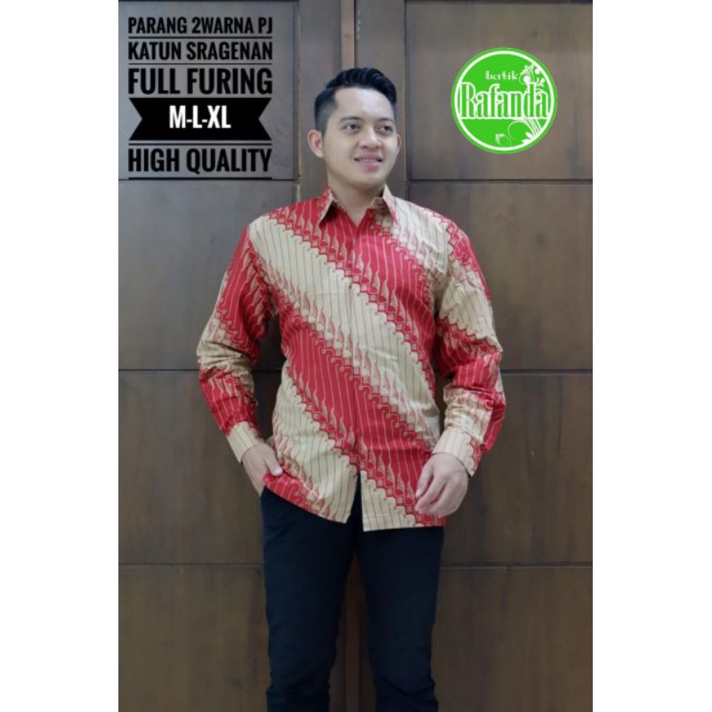 KEMEJA BATIK SOLO DAN TUNIK BATIK SOLO PARANG 2 WARNA COUPLE BATIK SOLO