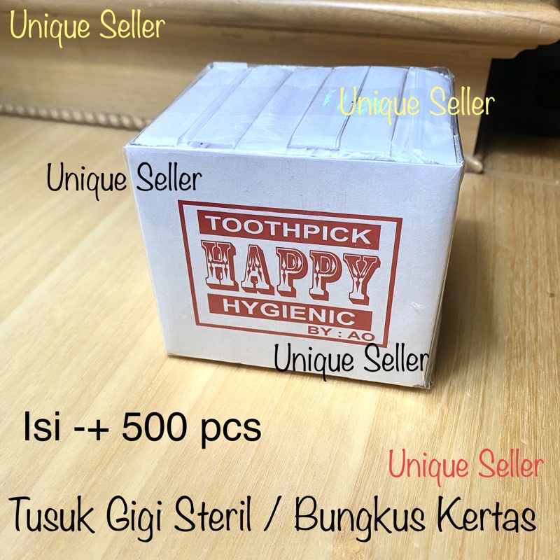 Tusuk Gigi Steril Happy isi 500 / Tusuk Gigi Bungkus Kertas isi 500