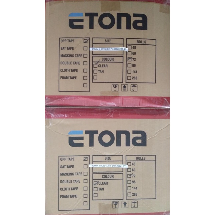 1 KARTON (72 pcs) ETONA Lakban 2 inch 45x95YD BENING/COKLAT!BEST PRICE