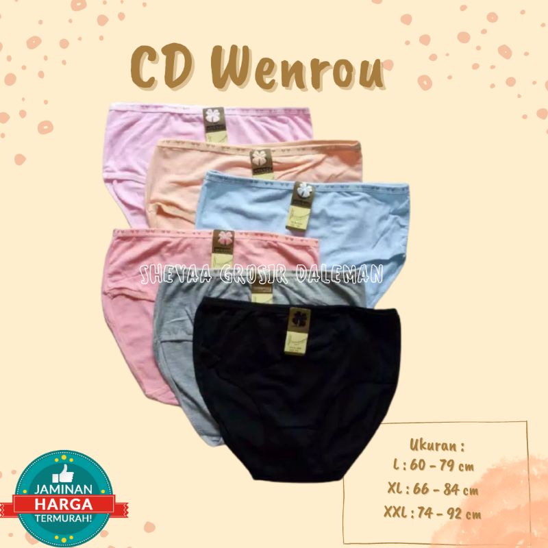 COD || 12pcs Underwear Wanita CD Cewek Celana Dalam Cewek Murah Wenrou