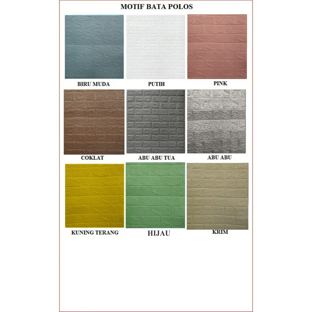 Agamstore R187 Wallpaper Dinding Foam 3D Motif Batu Bata Ukuran 77 x 70CM Dekorasi Kamar Rumah Murah