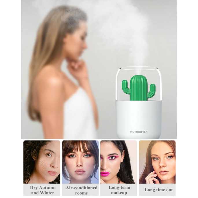 Air Humidifier 300ml Pelembab Udara Aromatherapy Kaktus Cactus - Y07