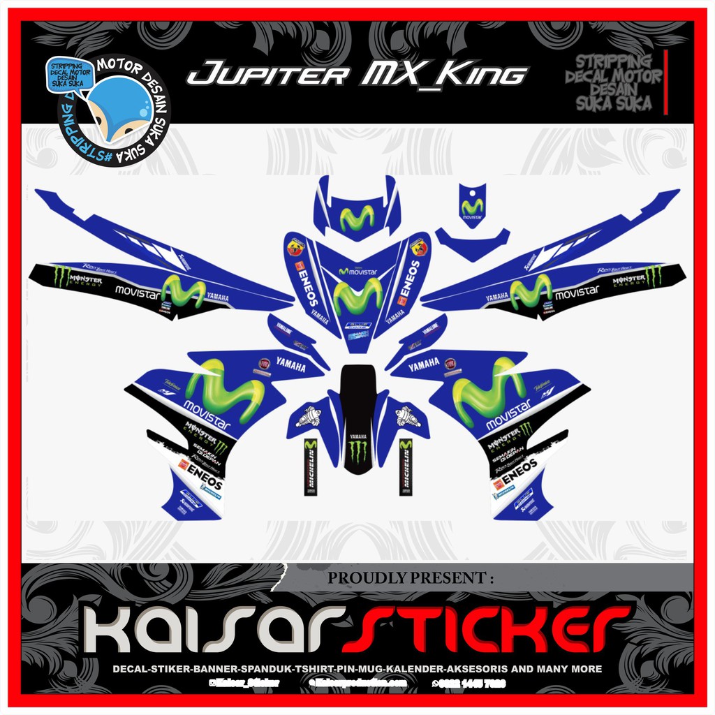 Decal Sticker Motor full body Stiker Yamaha Mx King 150 MOVISTAR BIRU
