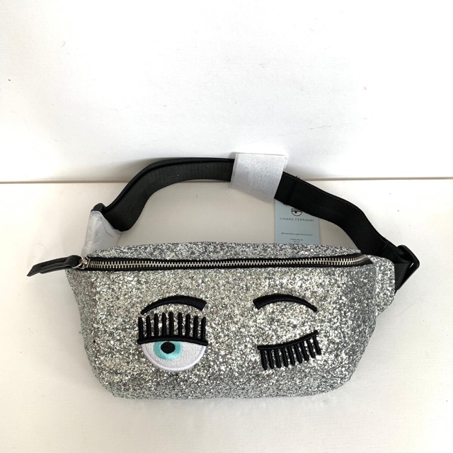 Tas chiara ferragni bumbag glitter silver black Size 24x14x5cm