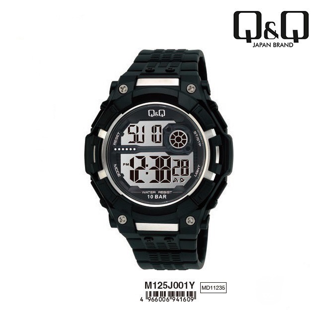 Q&amp;Q QnQ QQ Original Jam Tangan Arloji Digital Pria Rubber Karet - M125 M125J Tahan Air 10 BAR