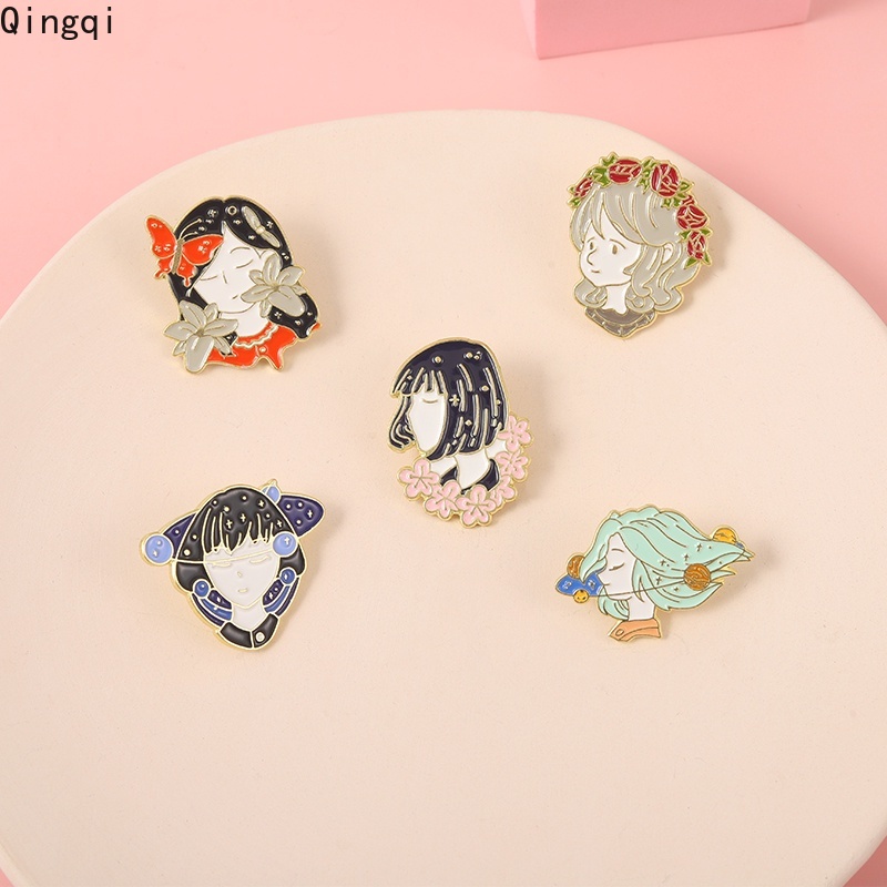 Bros Pin Enamel Desain Kartun Planet Bunga Butterfly Untuk Anak Perempuan