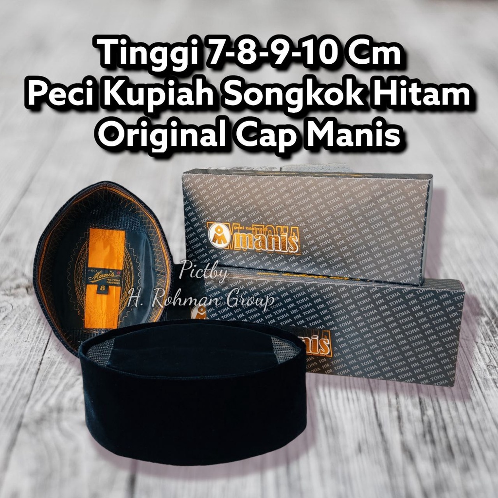 Peci Manis Tinggi 7 8 9 10 Cm Original Hitam Polos Motif Ac