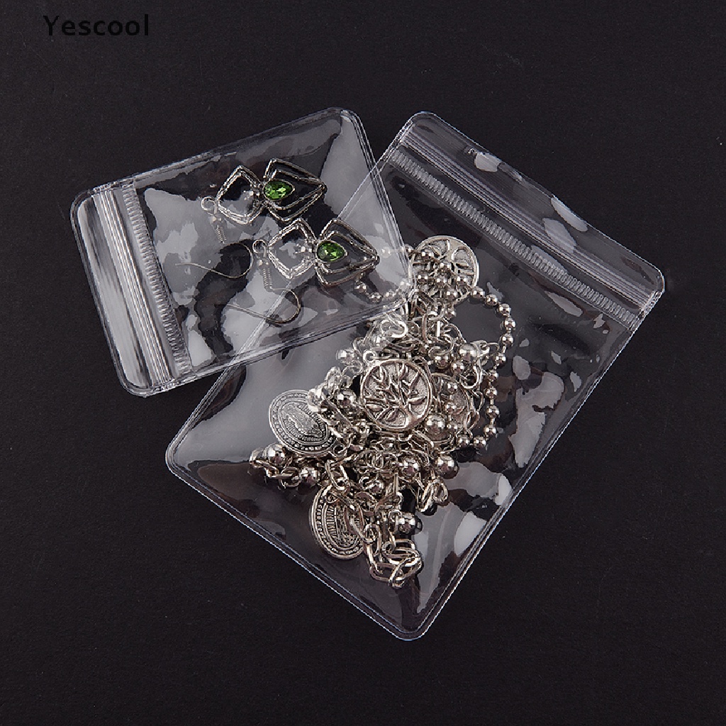 Yescool 20Pcs Kantong Plastik Ziplock Transparan 26 Kawat Bahan PVC Untuk Kemasan Perhiasan