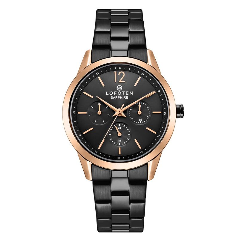 Jam Tangan Wanita Lofoten F-2309 Cronograp Kaca kistal Shapire