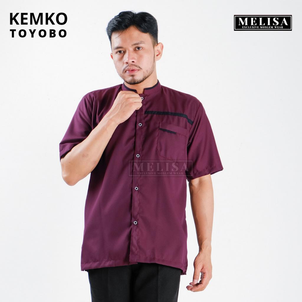 Baju Koko Pria Kemko Lengan Pendek Bahan Katun Toyobo Motip Simpel Dan Elegan Size M L XL Baju Muslim Polos Promo Baju Muslim Terbaru-Warna Magenta