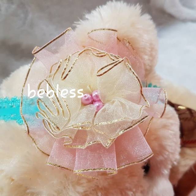 

Headband pita renda mutiara tali karet renda foe