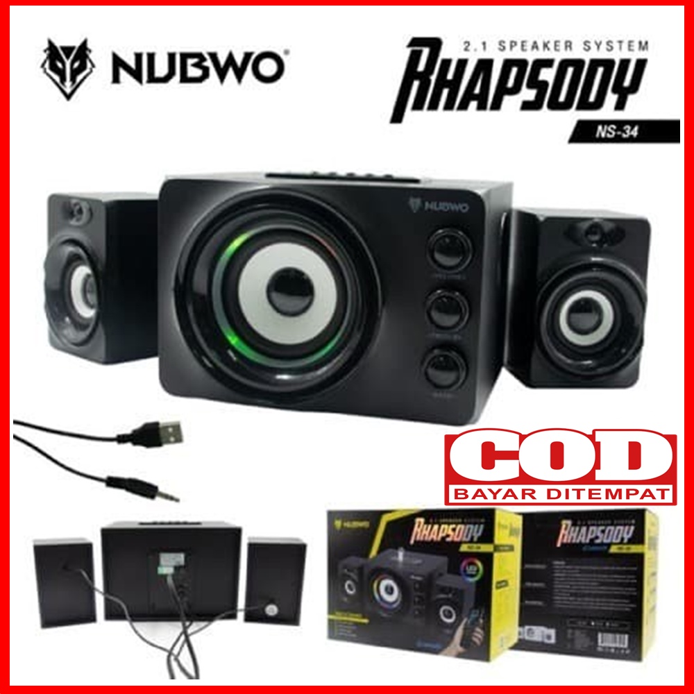COD SPIKER BLUETOOTH NUBWO RHAPSODY NS34 LED LIGHTING SPEAKER SUPER BASS
