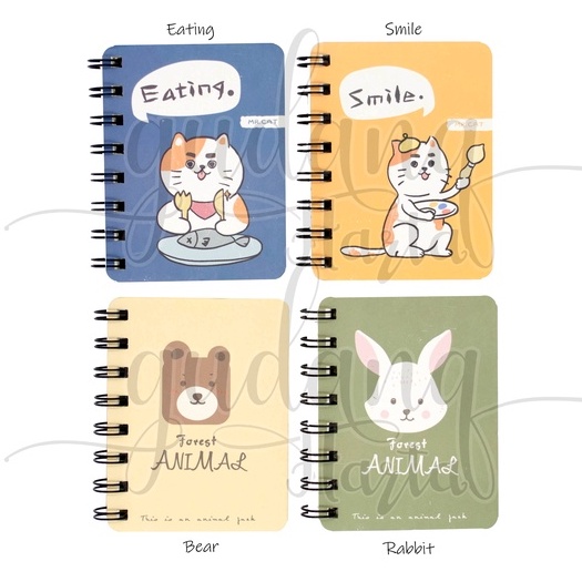 

GCC Notebook A7 Spiral Forest Animal Buku Motif Cat Rabbit GCC 308756
