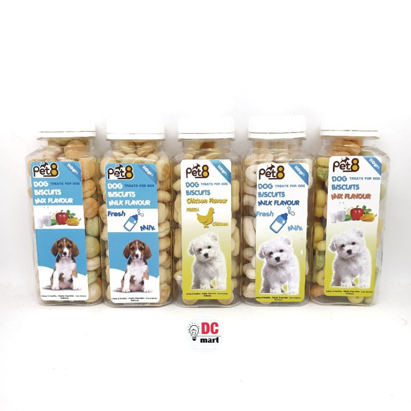 PET8-DOG BISCUIT 110 Gr / Bone/ Round / Biskuit Rasa Hewan Anjing