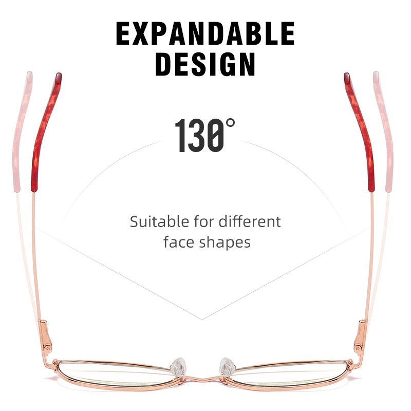 (YUZHU) COD Kacamata Fashion Eropa dan Amerika Cat Eye Anti Cahaya Biru Two Tone Metal Spring Leg Glasses untuk Wanita